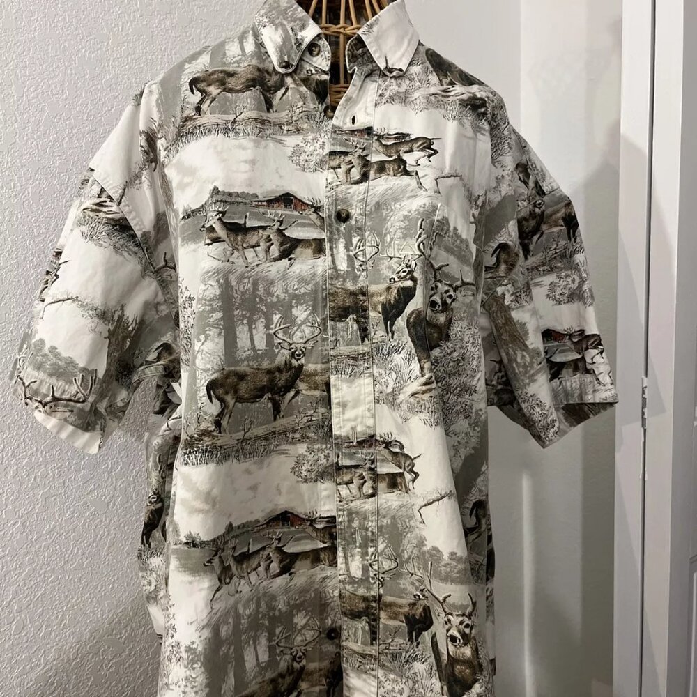 Men's Red Head Outdoor Short Sleeve Button Down 100% XL Cotton Shirt